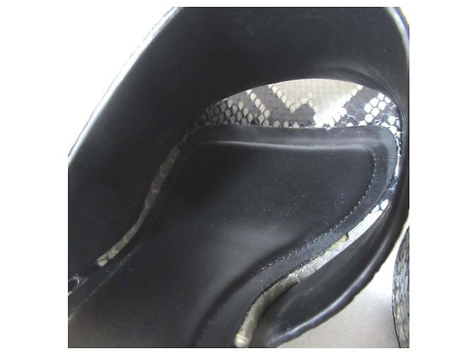Autre Marque Mules à talons hauts en cuir Python Peter Do Marron Gris - vue 6