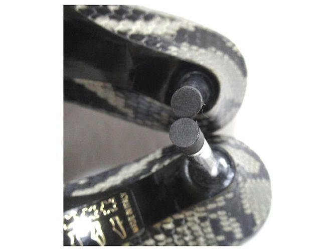 Autre Marque Mules à talons hauts en cuir Python Peter Do Marron Gris - vue 9