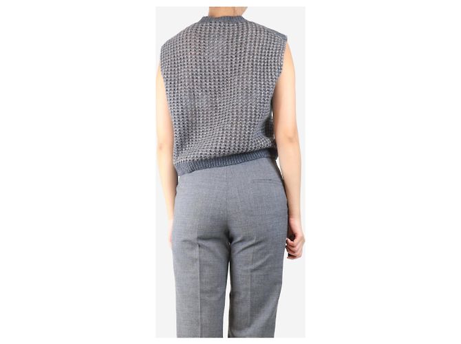 Autre Marque Grau lockeres Strick-Cashmere-Weste - Größe UK 8 - Ansicht 2