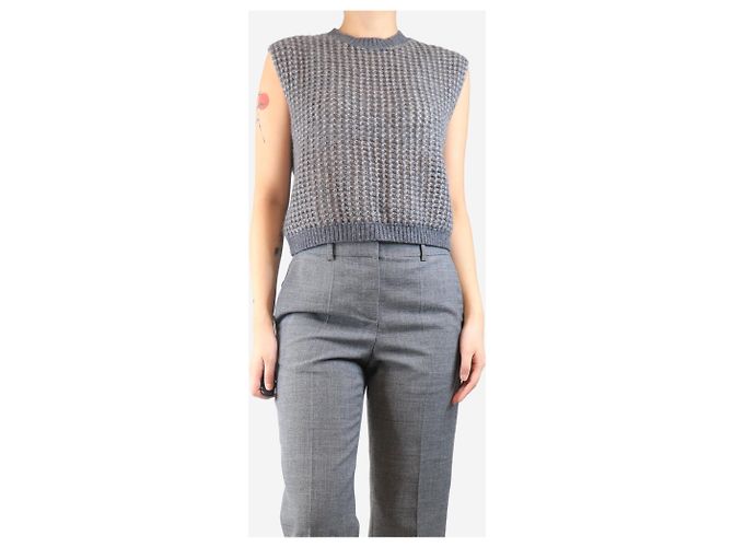 Autre Marque Grau lockeres Strick-Cashmere-Weste - Größe UK 8 - Ansicht 3