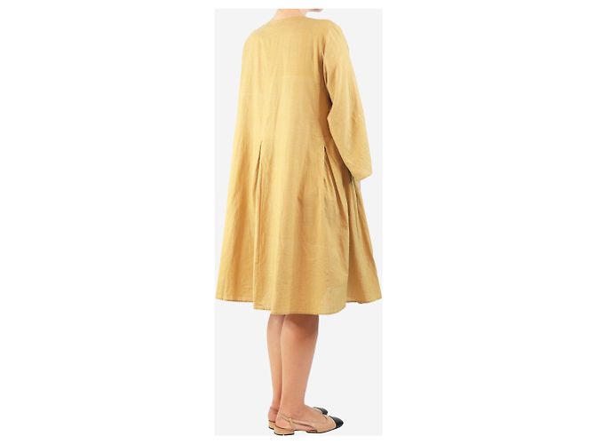 Autre Marque Senfgelbe Knopf-Front-Midikleid - Größe M - Ansicht 2