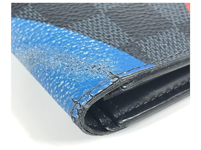 Brazza Louis Vuitton N41593 Damier Cobalt Bifold Langbörse Weiß Rot Blau Marineblau - Ansicht 8