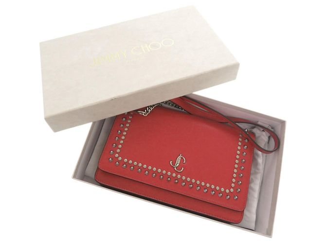 Borsa a spalla in pelle con borchie Varenne di Jimmy Choo Rosso - vista 2