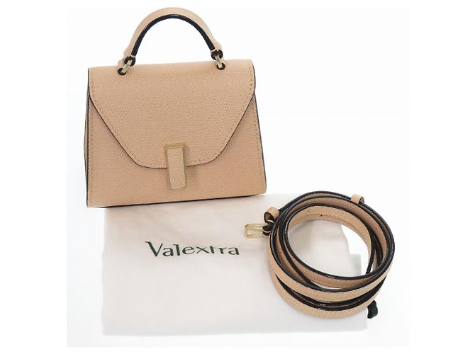 Borsa Valextra Iside 2 in 1 in pelle di vitello beige - vista 2