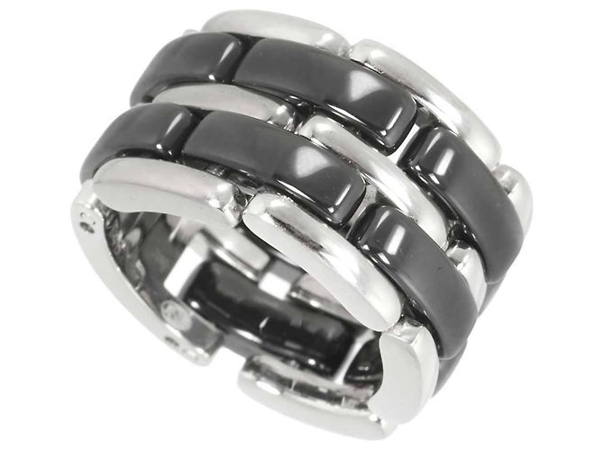 Timeless Anello CHANEL Ultra #48 Grande in Oro Bianco 18K e Ceramica Nera - vista 6