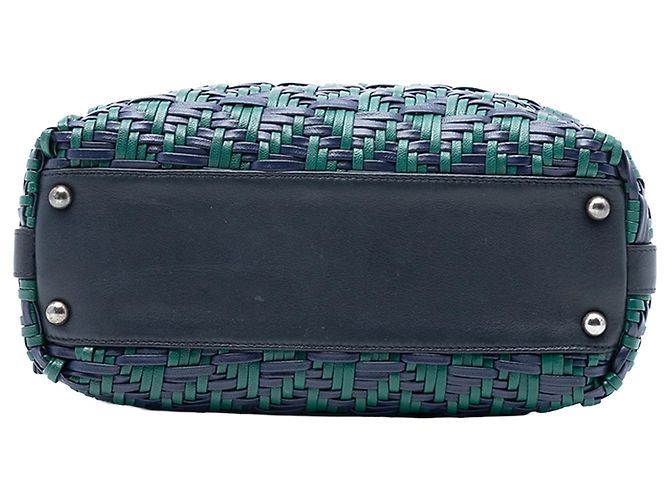 Borsa da bowling in pelle di vitello intrecciata Chanel Blue CC - vista 3