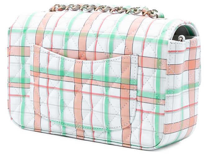 Chanel Mini Retangular Verde Clássico Impresso em Couro de Bezerro com Aba Única Verde claro - vista 2