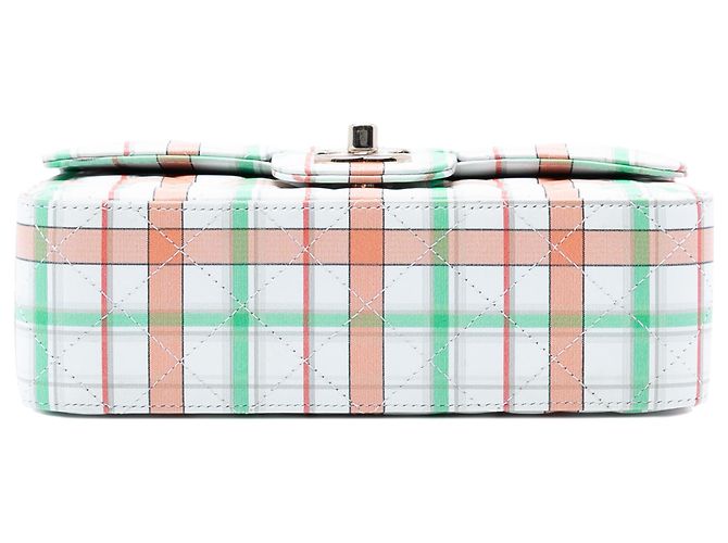 Chanel Mini Retangular Verde Clássico Impresso em Couro de Bezerro com Aba Única Verde claro - vista 3
