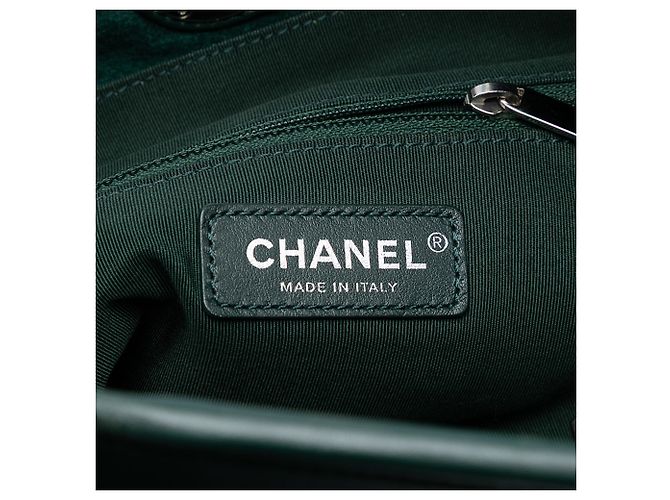Borsa shopping Chanel verde extra large in lana e pelle di vitello 31 Verde scuro - vista 5