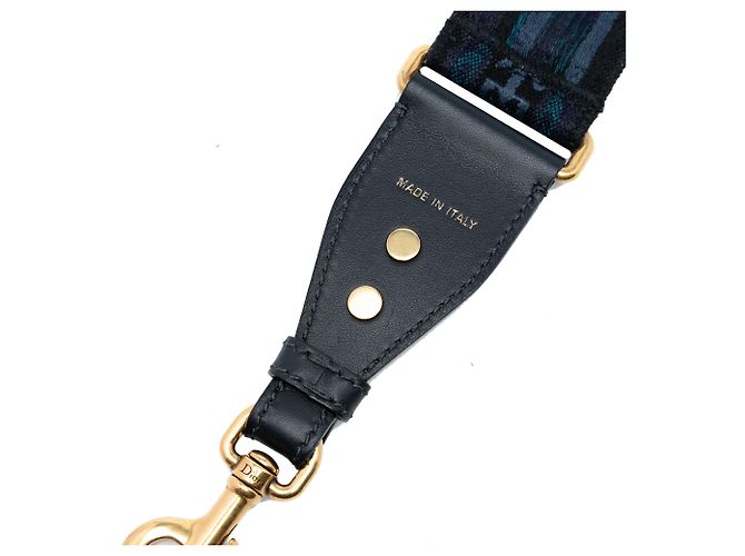 Cintura per borsa ricamata in tela blu con borchie Dior Blu navy - vista 3