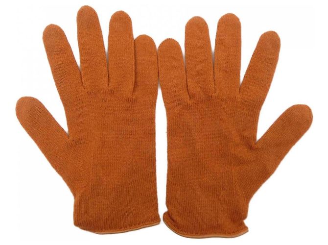 Warme Cashmere-Handschuhe von Hermès Orange - Ansicht 2