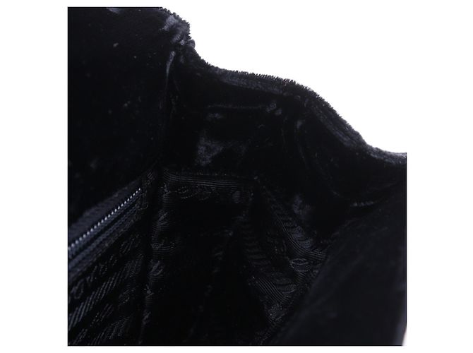 Prada Vintage Samt-Handtasche Schwarz - Ansicht 17