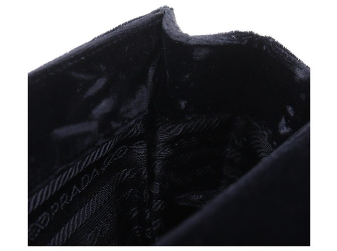 Prada Vintage Samt-Handtasche Schwarz - Ansicht 18