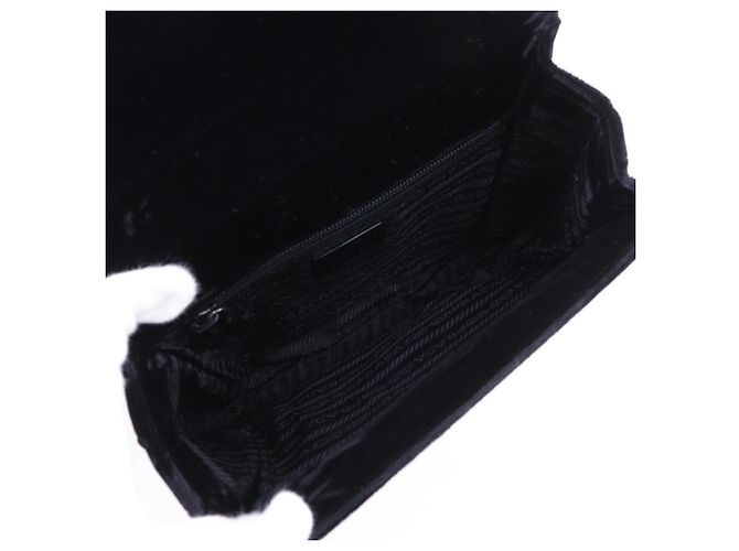 Prada Vintage Samt-Handtasche Schwarz - Ansicht 6
