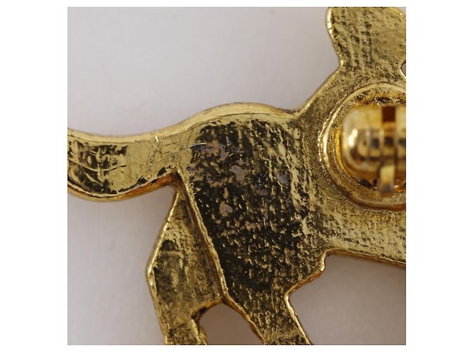 Spilla Hermès Cloisonné Ragazza e Cane Rosso D'oro Verde - vista 5