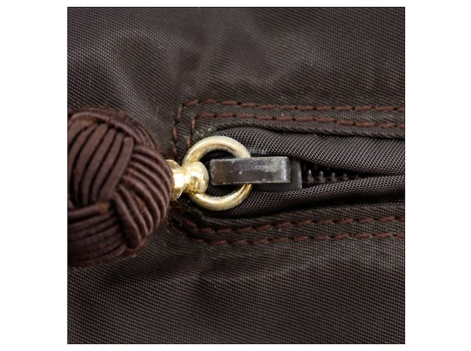 Borsa a mano con logo di perline Prada B3763 Marrone - vista 11