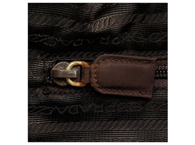 Borsa a mano con logo di perline Prada B3763 Marrone - vista 12