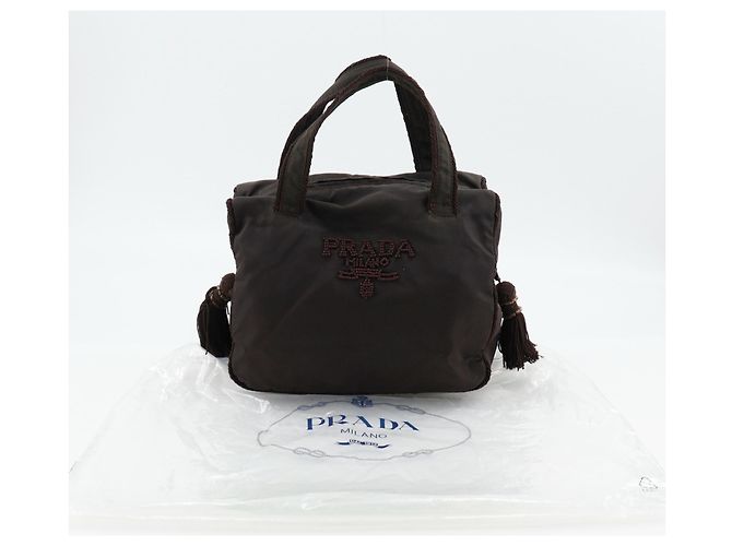 Borsa a mano con logo di perline Prada B3763 Marrone - vista 16