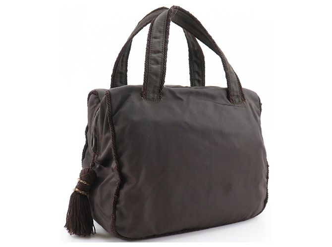 Borsa a mano con logo di perline Prada B3763 Marrone - vista 3
