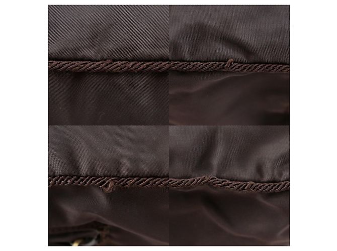 Borsa a mano con logo di perline Prada B3763 Marrone - vista 8