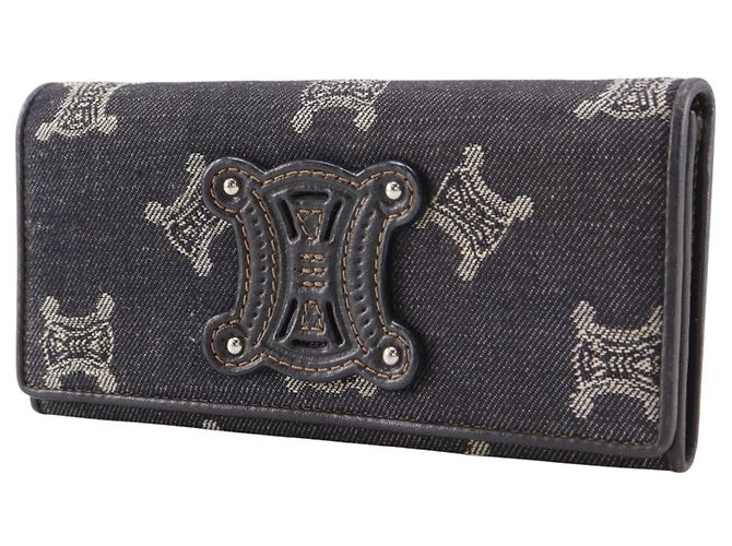 Céline Cartera Larga Triomphe Celine en Denim Marino Azul marino - vista 2