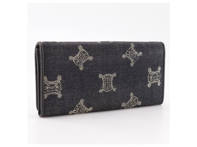 Céline Cartera Larga Triomphe Celine en Denim Marino Azul marino - vista 3