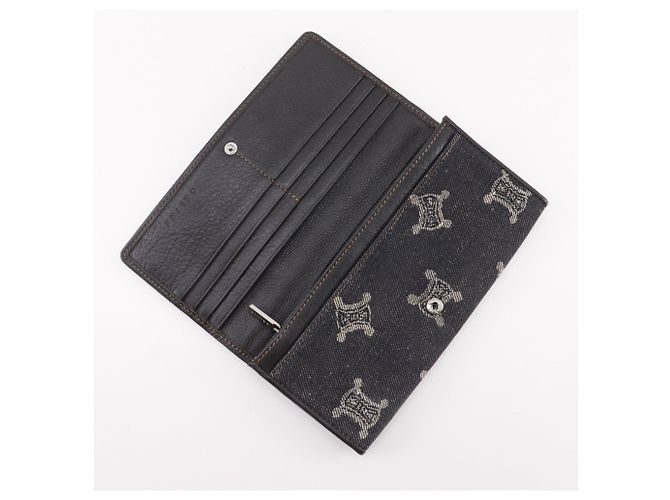Céline Cartera Larga Triomphe Celine en Denim Marino Azul marino - vista 8