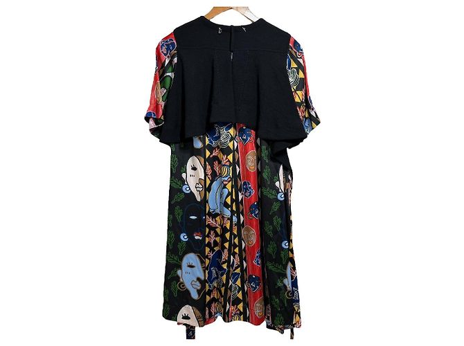 Autre Marque Carven Kunstdruckkleid Schwarz - Ansicht 2