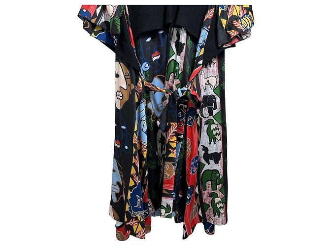 Autre Marque Carven Kunstdruckkleid Schwarz - Ansicht 4
