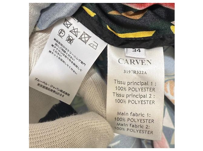 Autre Marque Carven Kunstdruckkleid Schwarz - Ansicht 6