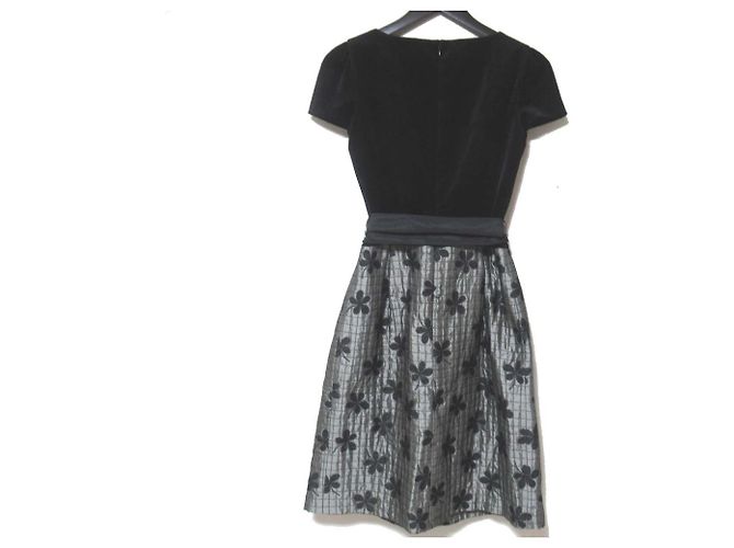Autre Marque M'S GRACY Blumen-Jacquard-Velourkleid Schwarz - Ansicht 2