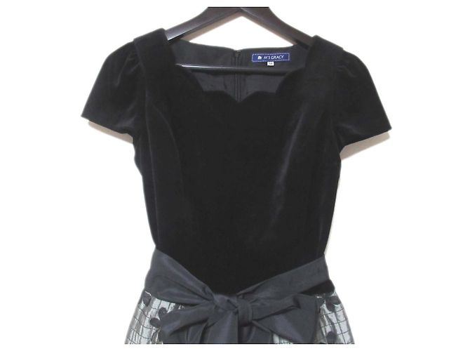 Autre Marque M'S GRACY Blumen-Jacquard-Velourkleid Schwarz - Ansicht 3