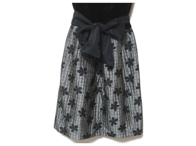 Autre Marque M'S GRACY Blumen-Jacquard-Velourkleid Schwarz - Ansicht 4