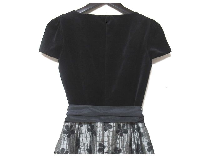 Autre Marque M'S GRACY Blumen-Jacquard-Velourkleid Schwarz - Ansicht 5