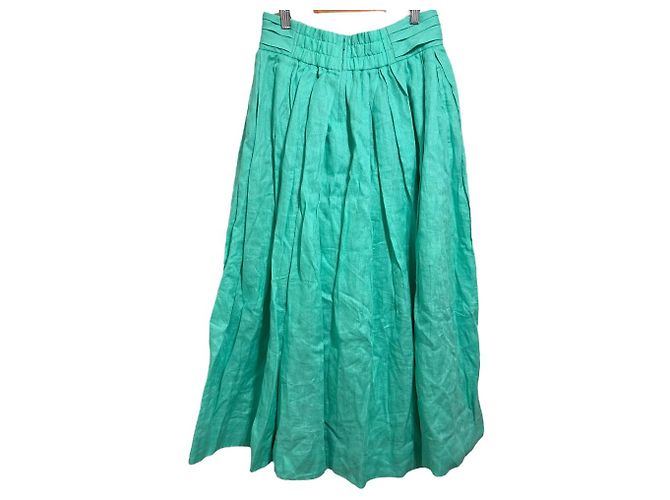 Autre Marque Falda Acampanada CYCLAS 100% Lino Verde Verde claro - vista 2
