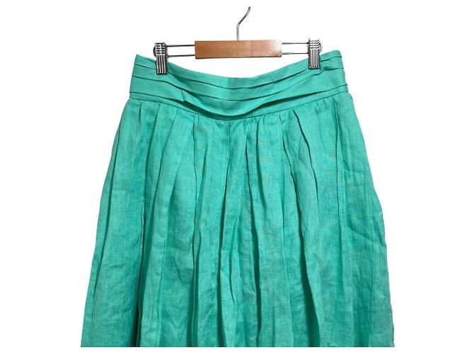 Autre Marque Falda Acampanada CYCLAS 100% Lino Verde Verde claro - vista 3