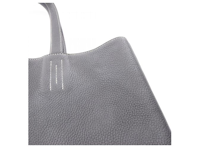 Borsa Tote Hermès Double Sens 45 Nero Blu navy - vista 15