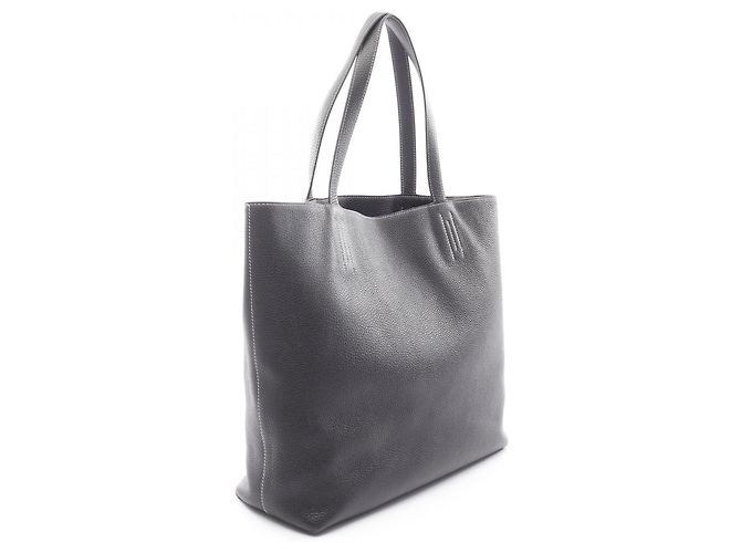 Borsa Tote Hermès Double Sens 45 Nero Blu navy - vista 2