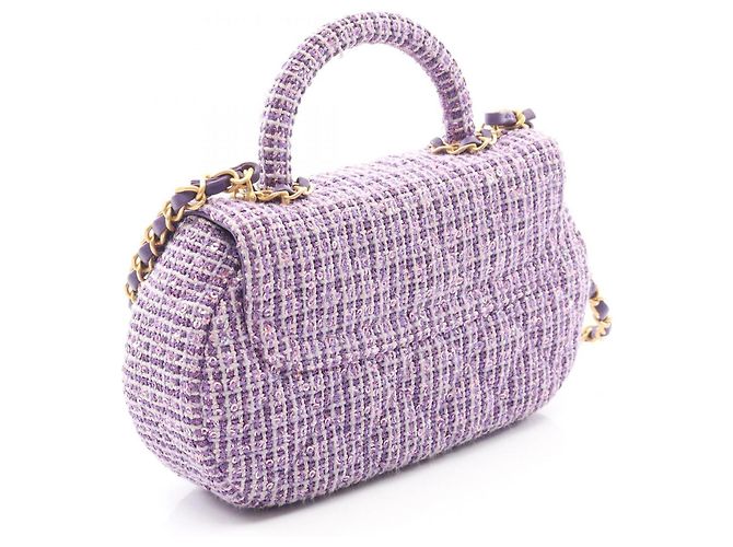 Borsa a spalla in tessuto trapuntato viola Chanel Porpora - vista 2