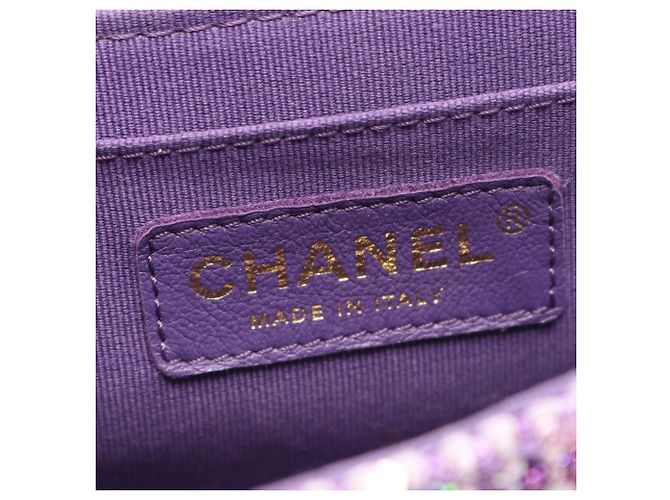 Borsa a spalla in tessuto trapuntato viola Chanel Porpora - vista 4