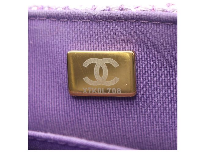 Borsa a spalla in tessuto trapuntato viola Chanel Porpora - vista 5