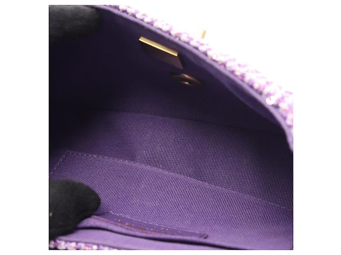 Borsa a spalla in tessuto trapuntato viola Chanel Porpora - vista 6