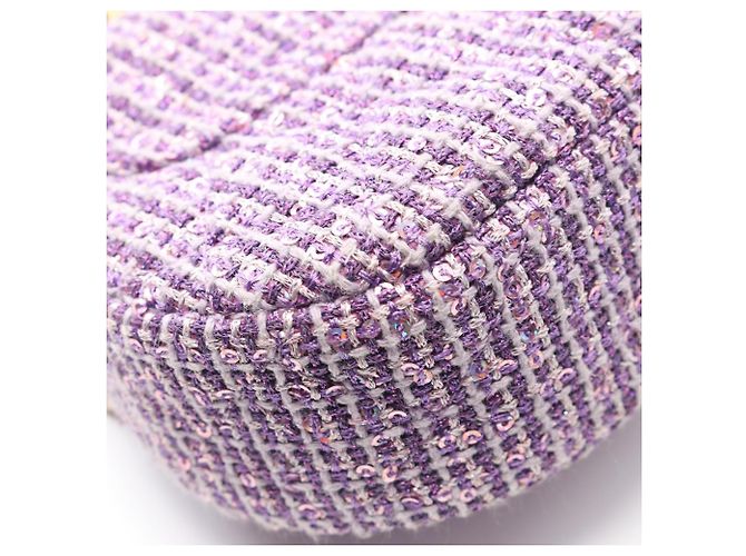 Borsa a spalla in tessuto trapuntato viola Chanel Porpora - vista 9