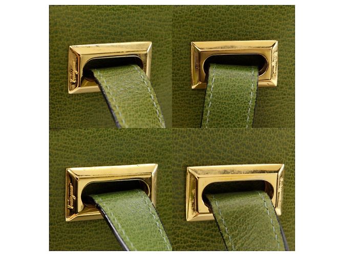 Bolsa de ombro em couro verde Salvatore Ferragamo - vista 11