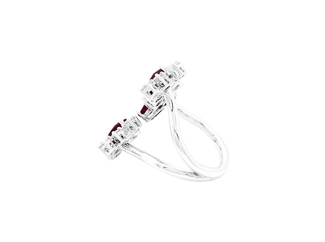 Autre Marque Anello aperto, oro bianco, rubini e diamanti. - vista 4