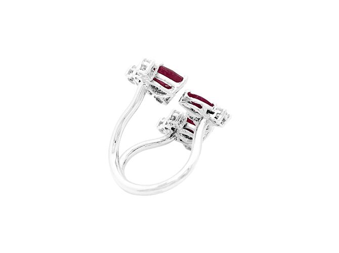 Autre Marque Anello aperto, oro bianco, rubini e diamanti. - vista 5