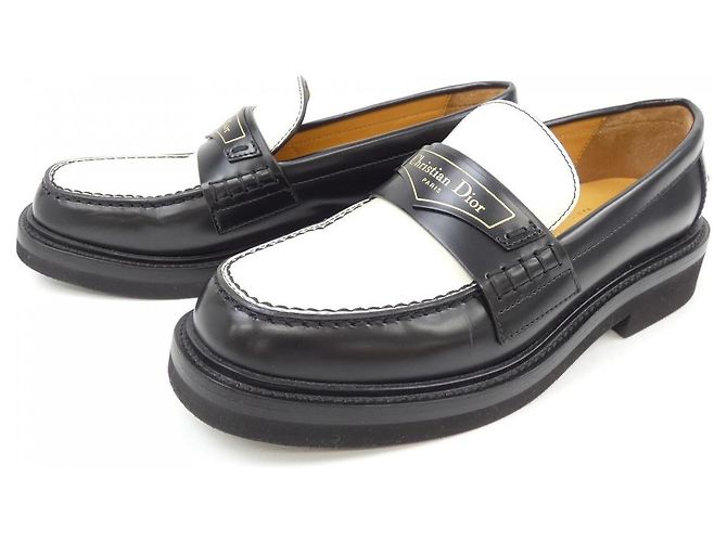 Zapatos de piel de ternera cepillada Christian Dior Negro Blanco - vista 3