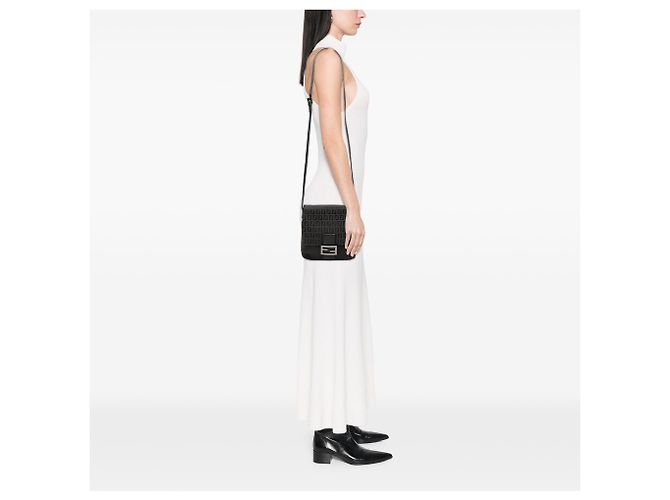Borsa a tracolla in tela Zucchino nera Fendi Nero - vista 7