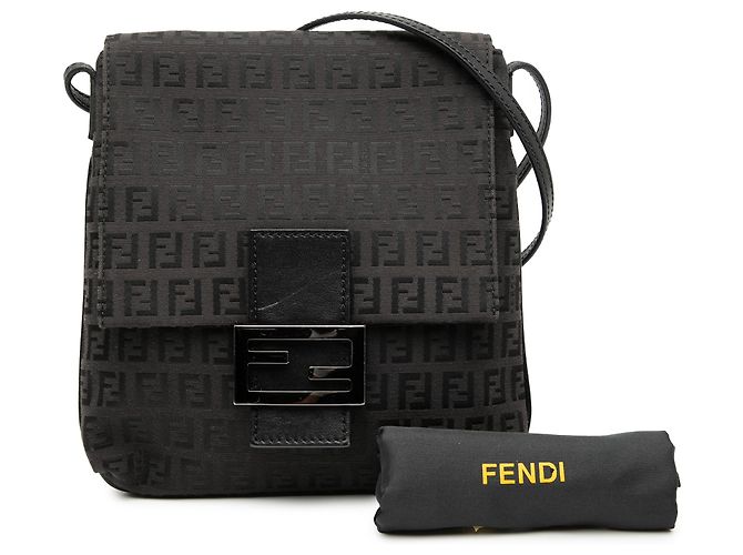 Borsa a tracolla in tela Zucchino nera Fendi Nero - vista 8