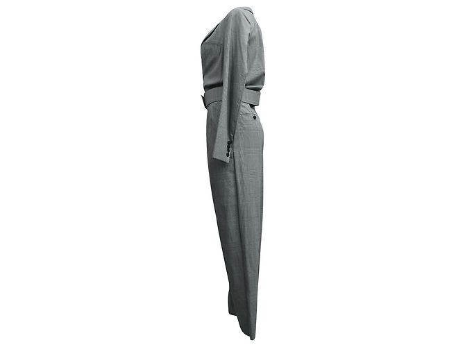 Mono de cuadros Prince of Wales Max Mara en lana gris - vista 2